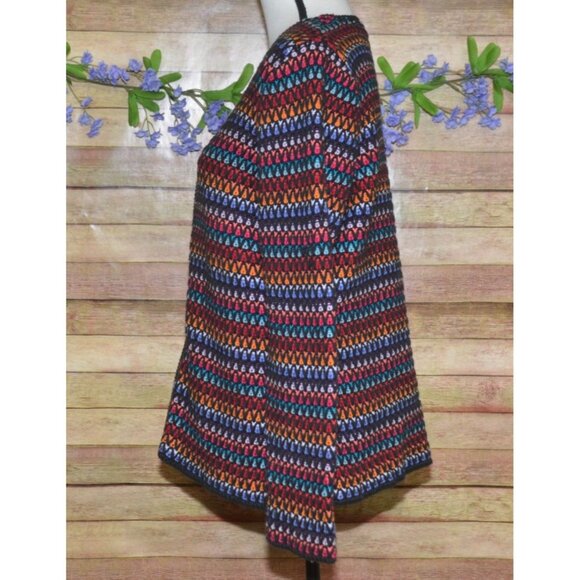 Coldwater Creek Full Zip Colorful Rainbow Crochet Cardigan Sweater Size L - Picture 5 of 10